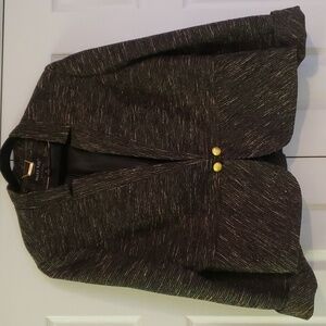 Black/Brown/Gold Metallic Sculpted Peplum Jacket